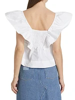 Ruffle Cotton Poplin Blouse