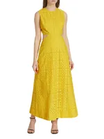 Broderie Anglaise Cotton Midi-Dress