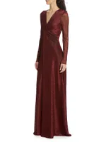 Twisted Metallic-Voile Gown