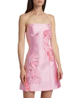 Walter Floral Applique Satin Minidress