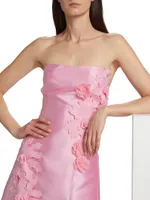 Walter Floral Applique Satin Minidress