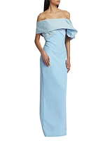 Draped Off-The-Shoulder Gown