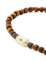 Evil Eye Tiger's Eye & 14K Yellow Gold Beaded Bracelet