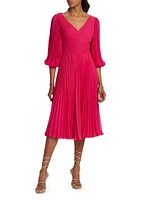 Pleated Cocktail Midi-Dress