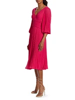 Pleated Cocktail Midi-Dress