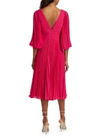 Pleated Cocktail Midi-Dress