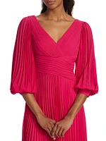 Pleated Cocktail Midi-Dress