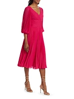 Pleated Cocktail Midi-Dress