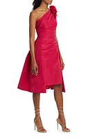 Rose One-Shoulder Midi-Dress