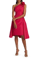 Rose One-Shoulder Midi-Dress