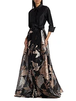 Metallic Floral Jacquard Gown