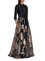 Metallic Floral Jacquard Gown