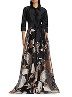 Metallic Floral Jacquard Gown