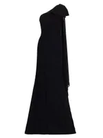 One-Shoulder Cape Gown