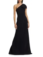 One-Shoulder Cape Gown