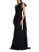 One-Shoulder Cape Gown