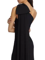 One-Shoulder Cape Gown