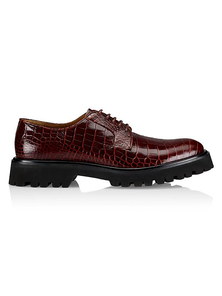 Oba II Croc-Embossed Lug-Sole Leather Derbys