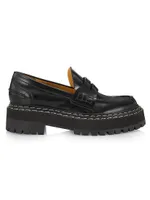 Leather Lug-Sole Platform Loafers