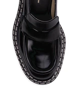 Leather Lug-Sole Platform Loafers