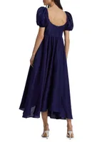 Rory Silk Puff-Sleeve Maxi Dress