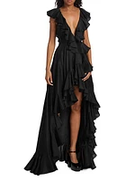 Ollie Ruffled Raw Silk Gown