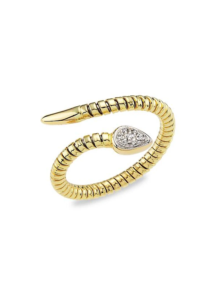 14K Yellow Gold & 0.35 TCW Diamond Bypass Tubogas Ring