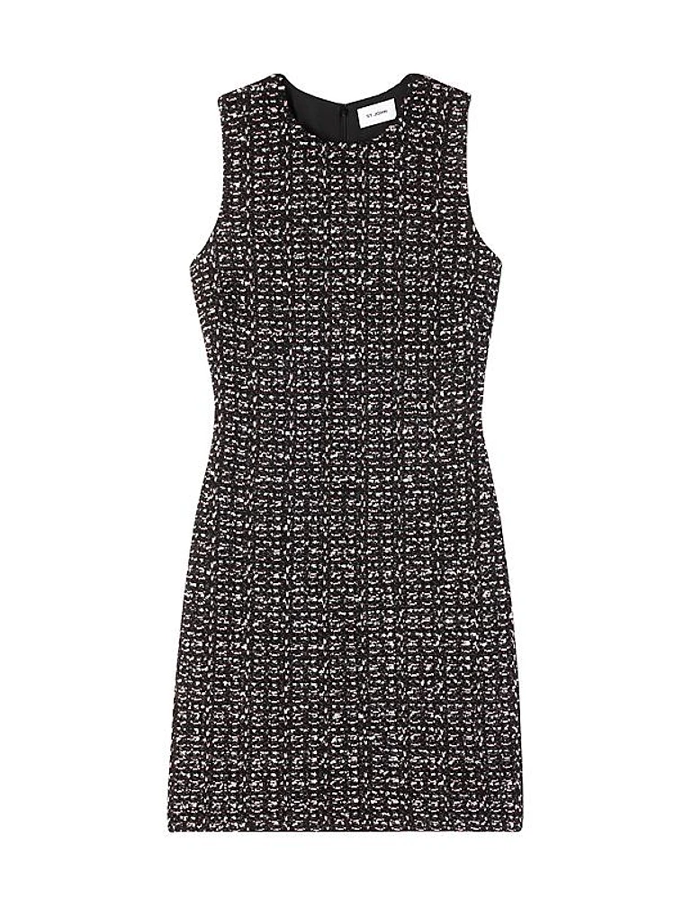 Sleeveless Sequined Tweed Minidress