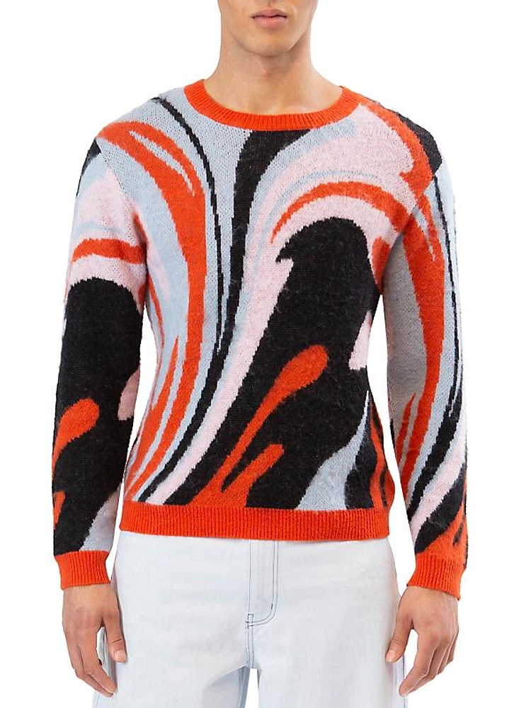 Swirl Intarsia Mohair-Blend Sweater