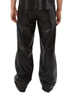 Leather Wide-Leg Cargo Pants