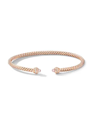 Cablespira® Color Bracelet 18K Rose Gold with Morganite and Pavé Diamonds