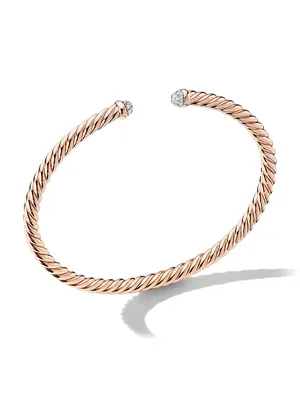 Cablespira® Bracelet 18K Rose Gold with Pavé Diamonds