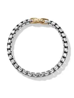 Box Chain Bracelet Sterling Silver with 14K Yellow Gold