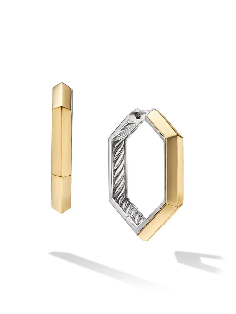 Carlyle Hoop Earrings in Sterling Silver with 18K Yellow Gold