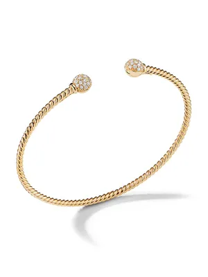 Petite Solari Bead Bracelet 18K Yellow Gold with Pavé Diamonds