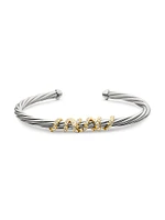 Helena Center Station Bracelet with 18K Yellow Gold and Pavé Diamonds