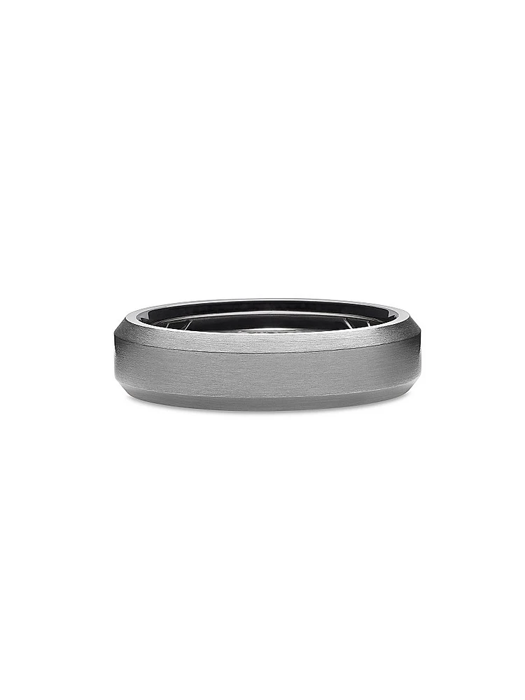 Beveled Band Ring Grey Titanium, 6mm