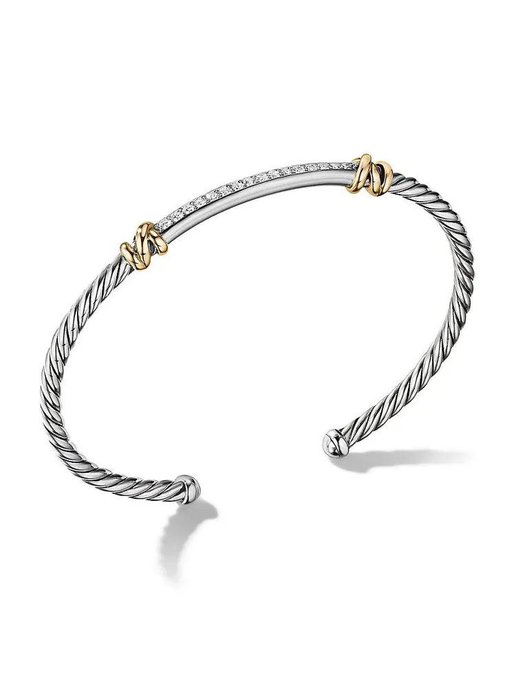 Petite Helena Two Station Wrap Bracelet 18K Yellow Gold with Pavé Diamonds