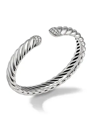 Sculpted Cable Cuff Bracelet with Pavé Diamonds