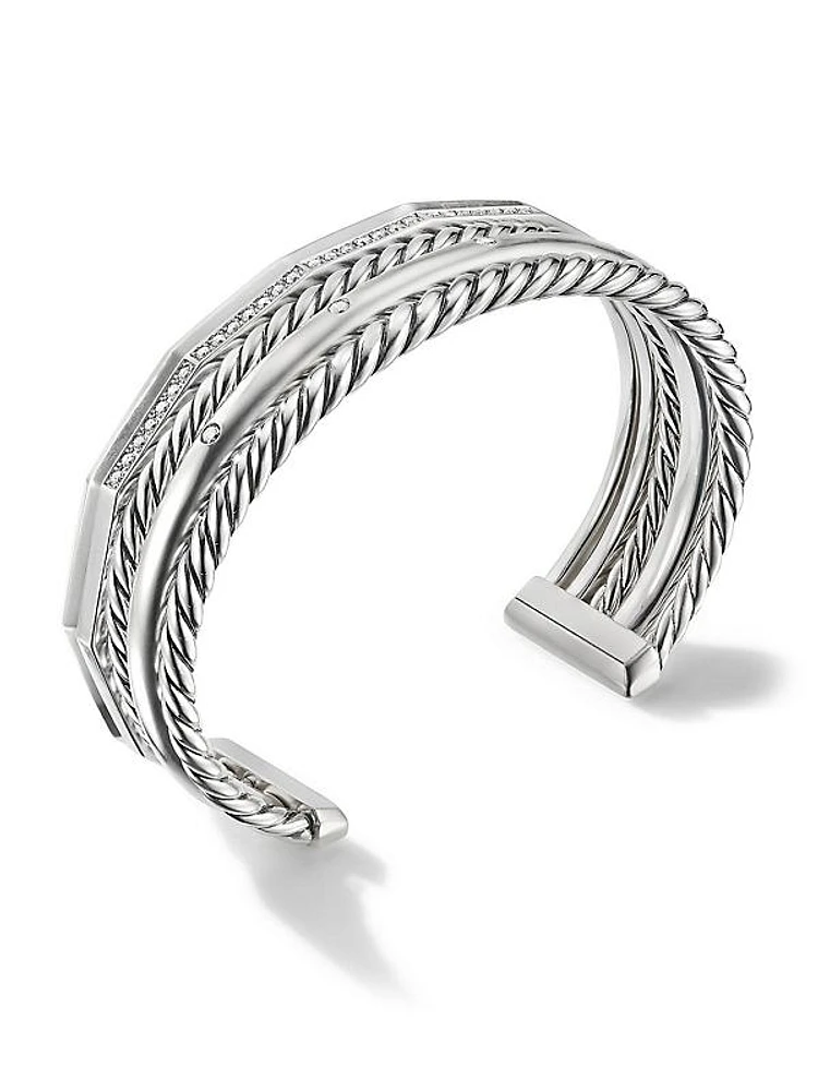 Stax Five Row Cuff Bracelet with Pavé Diamonds