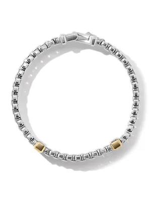 Double Box Chain Bracelet with 18K Yellow Gold