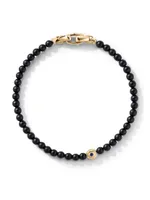 Spiritual Beads Evil Eye Bracelet with Black Onyx, Sapphire and 18K Yellow Gold