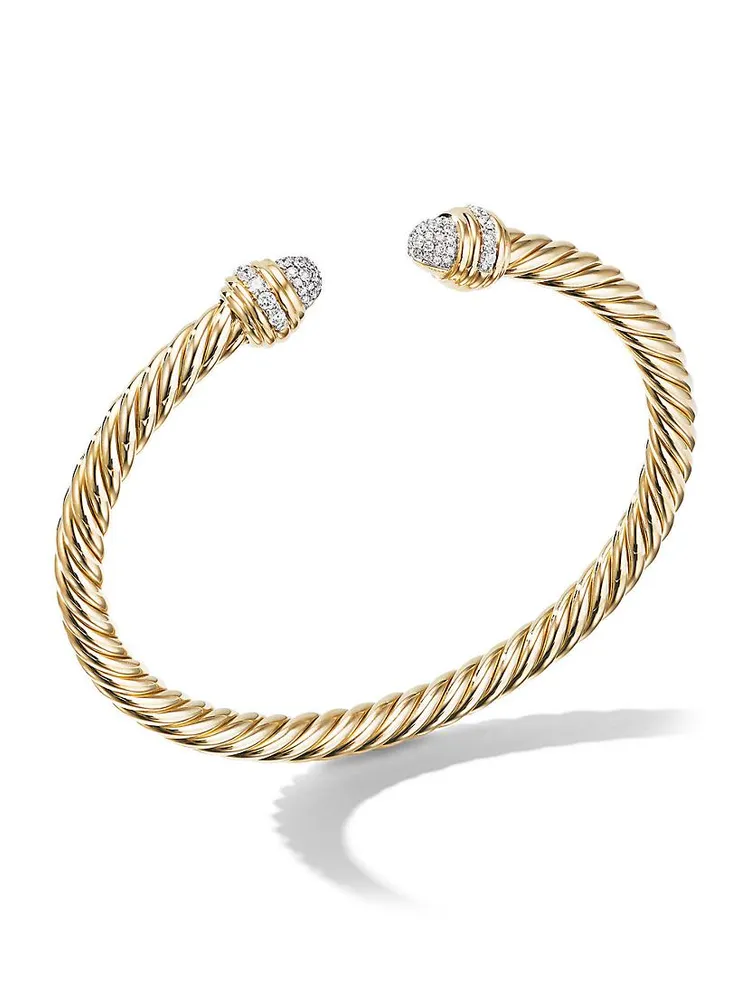 Cable Bracelet 18K Yellow Gold with Pavé Diamonds