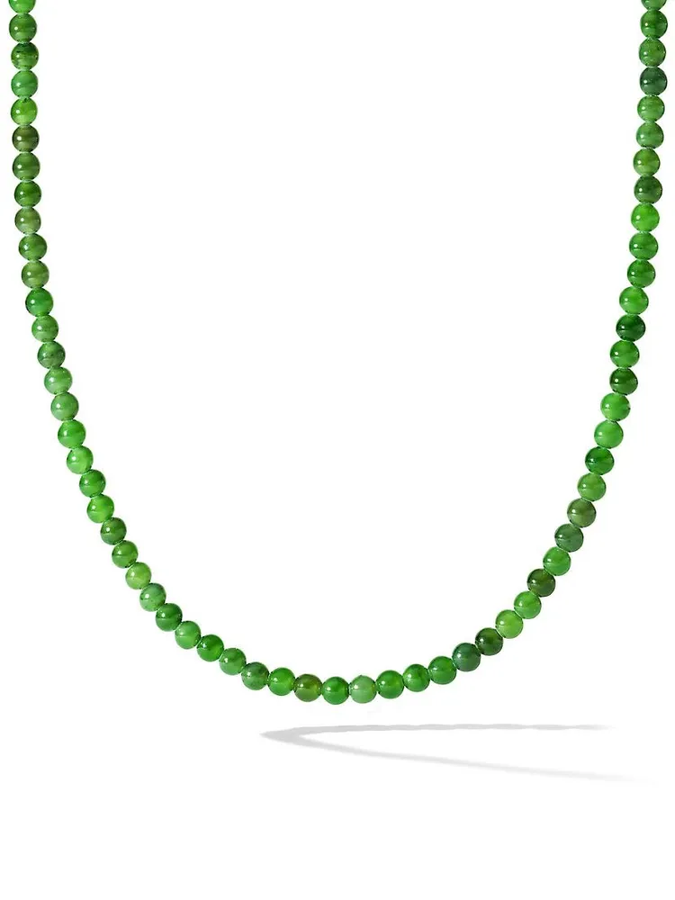 Spiritual Beads Necklace with Nephrite Jade and 18K Yellow Gold