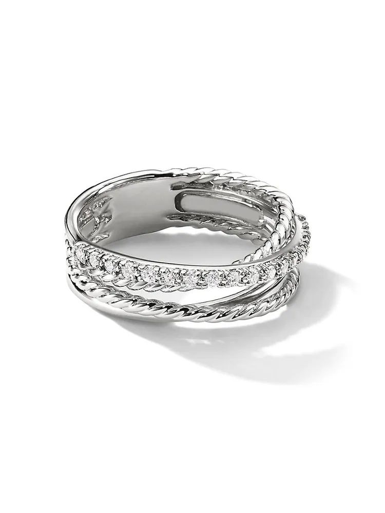 Crossover Band Ring with Pavé Diamonds