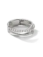 Crossover Band Ring with Pavé Diamonds