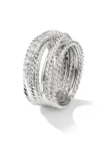 Crossover Ring with Pavé Diamonds