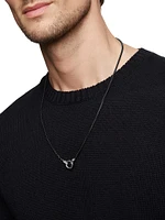 Smooth Amulet Box Chain Necklace Darkened Stainless Steel, 2.7mm