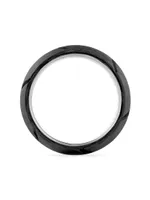 Forged Carbon Beveled Band Ring Sterling Silver, 8mm