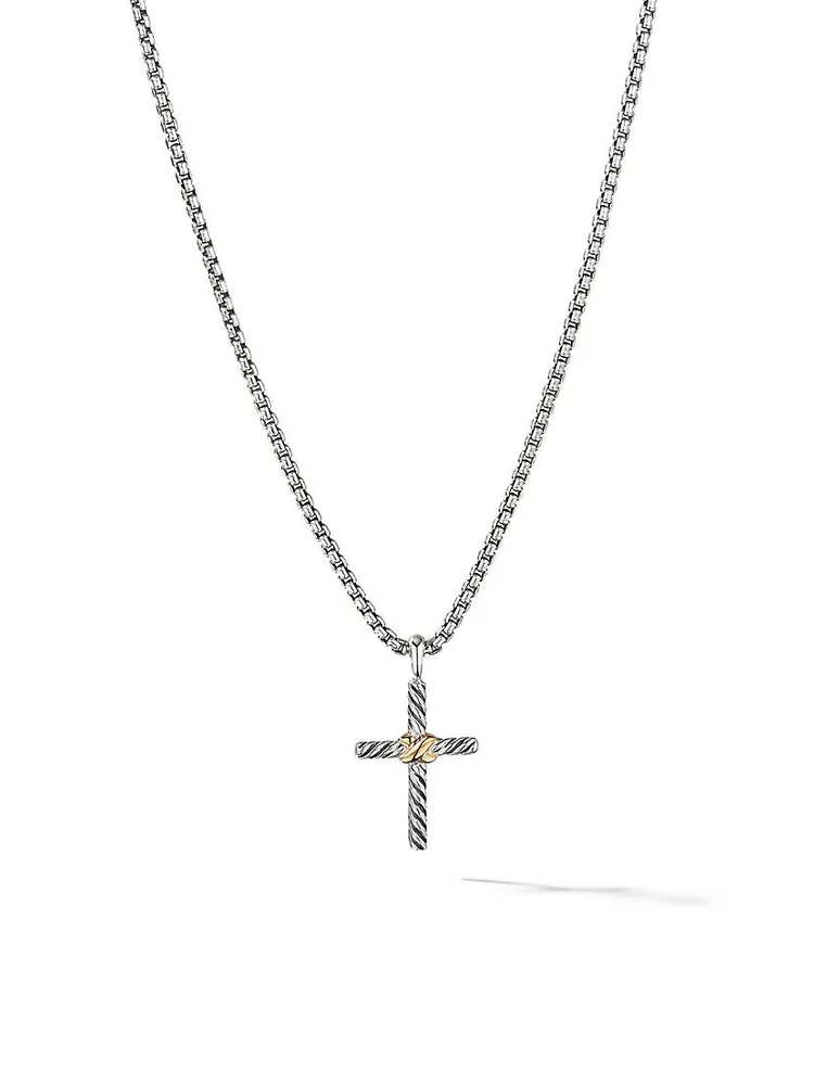 Petite X Cross Necklace with 14K Yellow Gold